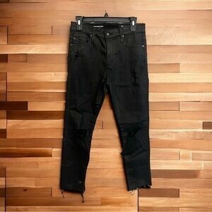 ADRIANO GOLDSCHMIED 28R The Farrah Skinny Ankle High Rise Coated Jeans Black